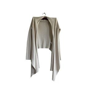 Athleta Ribbed Wrap Sweater Cardigan Open Front Extra Fine‎ Merino Wool S